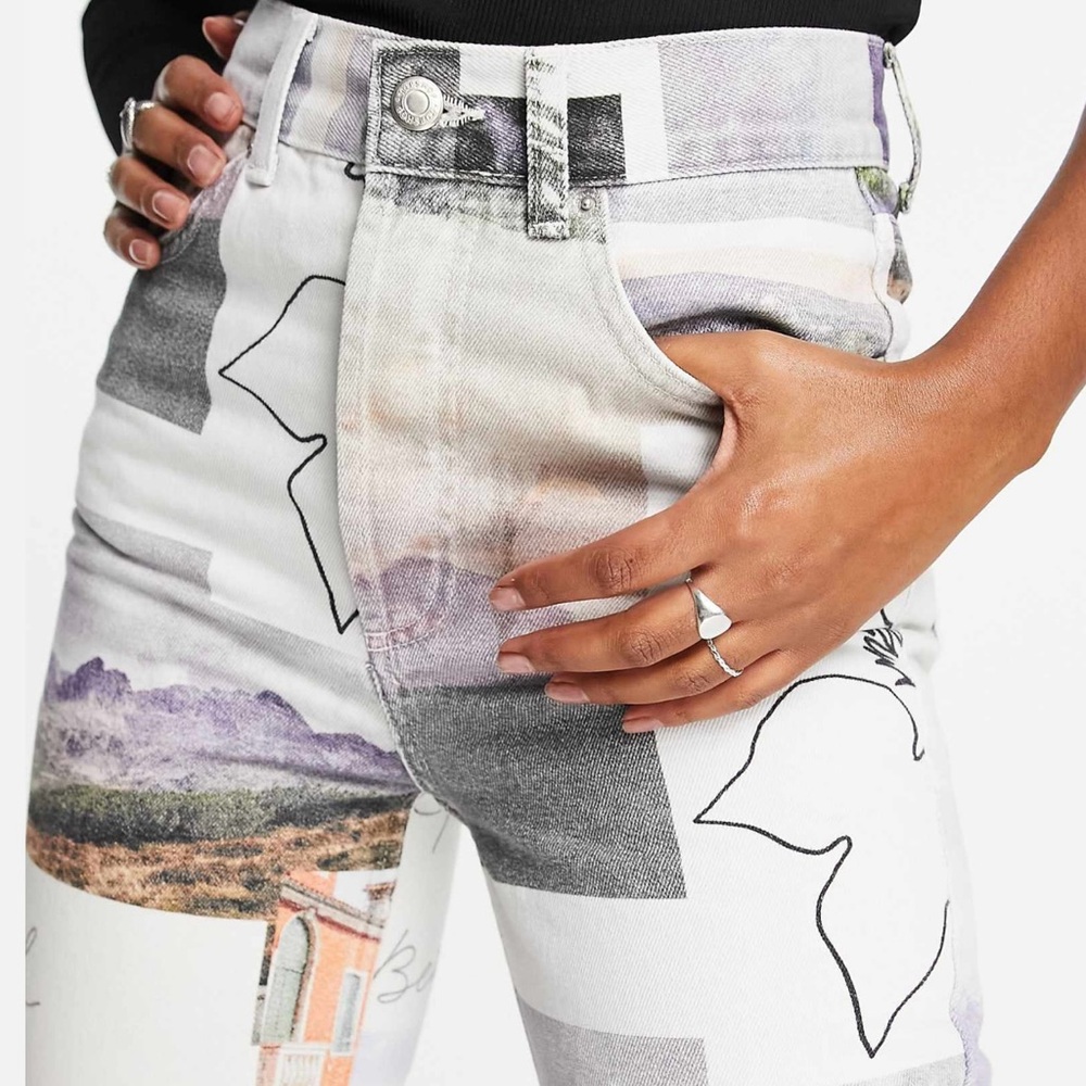 Graphic denim in post card print